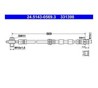 ATE Bremsschlauch vorne für Audi A3 Seat Leon Skoda Octavia VW Bora Golf