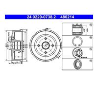 ATE | Bremstrommel | 24.0220-0738.2