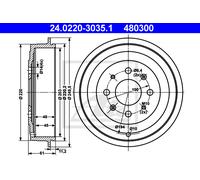 2x ATE Bremstrommel 24.0220-3035.1
