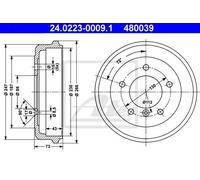 ATE Bremstrommel hinten rechts links für MERCEDES-BENZ 6014235101 A6014235101 24.0223-0009.1