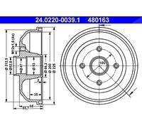 ATE Bremstrommel 24022000391 für VAUXHALL