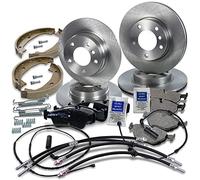 ATEC Germany Bremsenset inkl. Bremsscheiben Vorne Ø 286 mm Voll + Hinten Ø 280 mm Voll + Bremsbeläge Vorne & Hinten + Bremsbacken Hinten Kompatibel mit BMW 3er (E46)