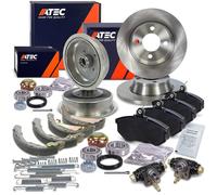 ATEC Germany Bremsenset Vorderachse inkl. Bremsscheiben Ø 280 mm Belüftet + Bremsbeläge Vorne + Bremsbacken Hinten inkl Radlager + Bremstrommel Hinten Kompatibel mit A udi 80 B4