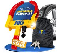ATG Parkkralle Radkralle für Auto & Anhänger - Universelle Reifenkralle als Wegfahrsperre Auto - Diebstahlsicherung Anhänger für PKW, Wohnwagen, Wohnmobil & Motorrad - Reifenbreite 18-28 cm