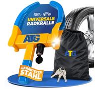 ATG Parkkralle Radkralle für Auto & Anhänger - Universelle Reifenkralle als Wegfahrsperre Auto - Diebstahlsicherung Anhänger für PKW, Wohnwagen, Wohnmobil & Motorrad - Reifenbreite 18-28 cm