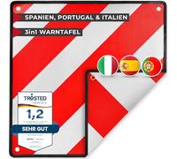 ATHELON® 3in1 Warntafel für Italien, Spanien & Portugal - Hochwertige Warntafel Italien für Fahrradträger & Wohnmobil - Reflektierendes Warnschild