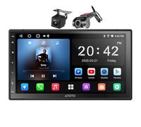ATOTOZONE A5L Android Doppel Din Auto Stereo mit Backup Kamera & DVR Dashcam, 7 Zoll Wireless CarPlay Android Auto, AI-Chat, GPS Navigation, Wi-Fi/BT/USB, 24 EQ DSP, 2G+32G