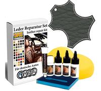 Audi Lederfarbe SET 30 ml Felsgrau - Lederreparatur-Set für Leder und Kunstleder mit Entfetter, Flüssigleder, Versiegelung, Spachtel, Schleifpad, Handschuhe, Schwämme und Microfaser-Pflegetücher