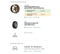 Audi RS3 Winterreifen / TN29 Superlight bronze8.5x19 ET45 - LK5/112 ML72.6 /