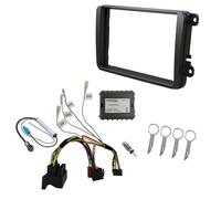 Audioproject A110 - CanBus Radioblende Set 2-DIN kompatibel für VW Golf 5 6 Polo 6R Passat Touran Caddy T5 Skoda Seat - Auto-Radio Blende Doppel-DIN Radio-Adapter Antennen-Adapter Entriegelung