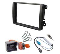 Audioproject A110 - Radioblende Set 2-DIN kompatibel für VW Golf 5 6 Polo 6R Passat Touran Caddy T5 Skoda Seat - Auto-Radio Blende Doppel-DIN Radio-Adapter Quadlock Antennen-Adapter Entriegelung