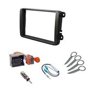Audioproject A358 - Autoradio Einbau-Set kompatibel für VW Golf 5 6 Touran Skoda Seat Radioblende Doppel DIN ISO Radio Blende Radioadapter Doppel Fakra Antennenadapter Entriegelung Antennen Diversity