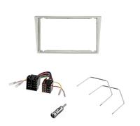 Audioproject A386.1-10 - Autoradio Radioblende Set 2 DIN für Opel Corsa C Combo Omega Astra Vectra Meriva Agila Radio Adapter Antennenadapter Entriegelung Licht Silber