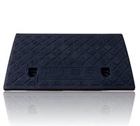 Auffahrrampe 50x27x7 cm | Bordsteinrampe | Auffahrkeil | Rollstuhlrampe | Schwellenrampe für Motorrad, Auto, Rollstuhl, Anhänger, Schubkarre | Auffahrhilfe - Plastikrampe | Türschwellenrampe [schwarz]