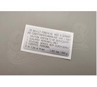 Aufkleber Füllmenge Klimaanlage für Porsche 964 993 96470114101