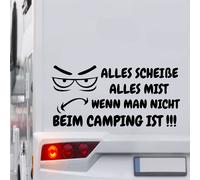 Aufkleber mit Spruch Lustig scheiße Camping Wütend Gesicht Böse WOMO 115x55 cm