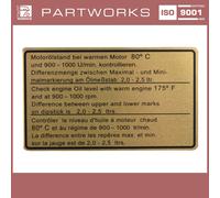 Aufkleber Motorölstand für PORSCHE 911 G '74-'80 SC Sticker Klebeschild