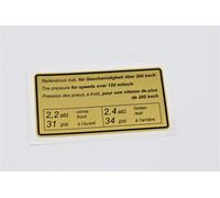 Aufkleber Reifendruck Porsche 911 65-72 914 70-76 - 90100650700