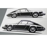 Aufkleber Silhouette Porsche 911 F-Modell Ur-911 Sticker Pärchen Set Schwarz neu