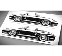 Aufkleber Silhouette Porsche 986 Boxster tuning Sticker Pärchen Set Schwarz neu