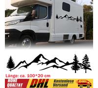 Aufkleber Wohnwagen Wohnmobil Caravan Camper Auto Berge Wald Landschaft -100cm