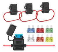 AUKENIEN 6 Stück KFZ Sicherungshalter 12AWG 14AWG 16AWG Inline Flachsicherungshalter Wasserdicht Fuse Holder 12V mit 24pcs 10A 15A 20A 25A 30A 40A Standard Sicherung für Auto LKW Motorrad Wohnmobil