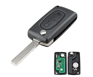 AULESSE 2 Tasten Peugeot Autoschlüssel Gehäuse 433 MHz PCF7961 Chip Kompletter Schlüssel mit Elektronik für Peugeot 207 307 308 408 Citr-oen C2 C3 C4 Picasso CE0536 Auto Schlüssel Fernbedienung