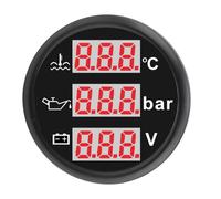 Aumotop Auto Boot 3 in 1 Sensor Messgerät Motorkühlmitteltemperatur Öldruck Voltmeter 52 Mm Digitalanzeige Hintergrundbeleuchtung, Breite Kompatibilität, Praktisch und Praktisch für Yachten,