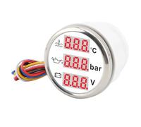 Aumotop Auto Boot 3 in 1 Sensor Messgerät Motorkühlmitteltemperatur Öldruck Voltmeter 52 Mm Digitalanzeige Hintergrundbeleuchtung, Breite Kompatibilität, Praktisch und Praktisch für Yachten, (Weißes