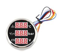 Aumotop Auto Boot 3 in 1 Sensor Messgerät Motorkühlmitteltemperatur Öldruck Voltmeter 52 Mm Digitalanzeige Hintergrundbeleuchtung, Breite Kompatibilität, Praktisch und Praktisch für Yachten,