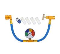 Aupoko R134A AC Kältemittel-Aufladeschlauch-Set, Auto-Klimaanlage, R12 bis R134A Niederdruck-Nachrüstventil mit Staubkappe, Ölerkennung Baumwolle für AC Klimaanlage Kältemittelanlage