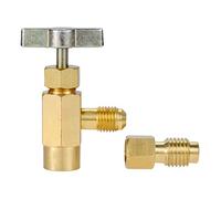 Aupoko R134A Kältemittelventil für Autoklimaanlagen, Messing Dosenöffner mit Adapter 1/4 Zoll SAE und 1/2 Zoll ACME, Can Tap Opener für R134A R12 R22 R505 Kältemittel Ladeschlauch