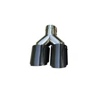 Auspuff Abgasschlauch 1 Stück Automobil Universal Carbon Fib Tail Throat Edelstahl Y-förmige Doppelauslass-Auspuffdüsenspitze Auspuffrohr(63mm IN-76mm OUT R)