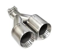 Auspuff Abgasschlauch 1 Stück Doppel Auto Schalldämpfer Spitze Auspuff Spitze System Rohr Universal 60MM 63mm Für GTI MK7 Für Golf7 Düse Matte Edelstahl Auspuffrohr(ID57MMOD101MM L)