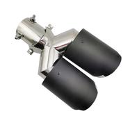 Auspuff Endrohr Universal Flexible Auto Auspuffblende Edelstahl Carbon Fiber Doppelrohr Chrom Endschalldämpfer Auto Zubehör Dekoratives Rohr(Inlet60)