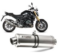 Auspuff Storm by Mivv Schalldampfer Oval Stahl fur Bmw R 1200 R / Rs 2015 > 2018