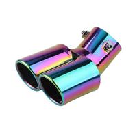 Auspuffblende 1PCS Universal 63MM Einlass Doppel-rohr Gebogene Endrohr Schalldämpfer Spitze Edelstahl Auto Hinten Schwanz Throat Liner Auto-Endrohre(A Full color)