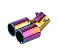 Auspuffblende 1PCS Universal 63MM Einlass Doppel-rohr Gebogene Endrohr Schalldämpfer Spitze Edelstahl Auto Hinten Schwanz Throat Liner Auspuff Endrohr(B Full color)