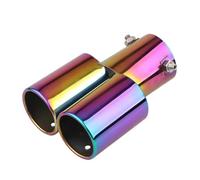 Auspuffblende 64mm-Universal-Doppelrohr-Auspuffendrohr Mit Edelstahlblende Modifiziertem Auspuffendrohr Exhaust Tailpipe(Flat mouth - Color)