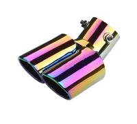 Auspuffblende 64mm-Universal-Doppelrohr-Auspuffendrohr Mit Edelstahlblende Modifiziertem Auspuffendrohr Exhaust Tailpipe(Curved Bevel- Color)
