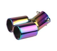 Auspuffblende 64mm-Universal-Doppelrohr-Auspuffendrohr Mit Edelstahlblende Modifiziertem Auspuffendrohr Exhaust Tailpipe(Curved Flat-Color)