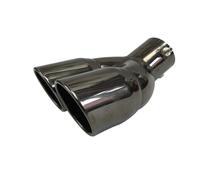 Auspuffblende Auto Universal 63mm Auto Einlass Doppel-Barrel Hinten Auspuff Spitze Endrohr Schalldämpfer Schwarz Titan Auslass Edelstahl Auspuffendrohr(Gun-black W)