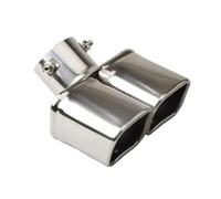 Auspuffblende Auto Universell 1 Stück 63 Mm Einlass Quadratisches Doppelrohr-Auspuffendrohr Aus Edelstahl Schalldämpfer-Endrohr(Silver bend)
