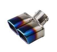 Auspuffblende Auto Universell 1 Stück 63 Mm Einlass Quadratisches Doppelrohr-Auspuffendrohr Aus Edelstahl Schalldämpfer-Endrohr(Baked blue bend)