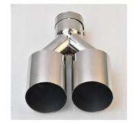 Auspuffblende Auto Universell Universeller Edelstahl-Schalldämpfer Doppelrohr-Auspuffendrohr Kfz-Endrohrteile(IN63-OUT76mm)