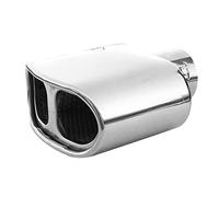 Auspuffblende Doppelrohr Endrohr Edelstahl Auto Endrohrblenden Auspuffendrohr Auspuffrohr Tuning Universell Schalldampf Blende Sport Oval Chrom Auspuffspitzen 43-57 mm