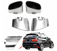 Auspuffblende Doppelrohr Endrohr Edelstahl Auto Endrohrblenden Auspuffendrohr Auspuffrohr Tuning Universell Schalldampf Blende Sport Oval Chrom Auspuffspitzen Set für X5 E53 1999 - 2006