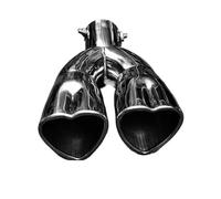 Auspuffblende Endrohr Herzförmiges Auto-Auspuffendrohr Universelles Edelstahl-Schalldämpfer-Endrohr Doppelrohr-Rohr-Einlass 60 Mm(Black curved)