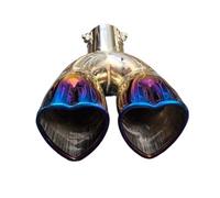 Auspuffblende Endrohr Herzförmiges Auto-Auspuffendrohr Universelles Edelstahl-Schalldämpfer-Endrohr Doppelrohr-Rohr-Einlass 60 Mm(Blue curved)