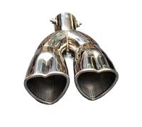 Auspuffblende Endrohr Herzförmiges Auto-Auspuffendrohr Universelles Edelstahl-Schalldämpfer-Endrohr Doppelrohr-Rohr-Einlass 60 Mm Auspuff Endrohre(Silver curved)